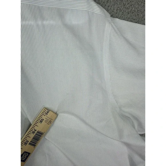 Brooks Brothers Shirt Mens 17.5 33 Traditional Fit Non Iron Blue White Stripe